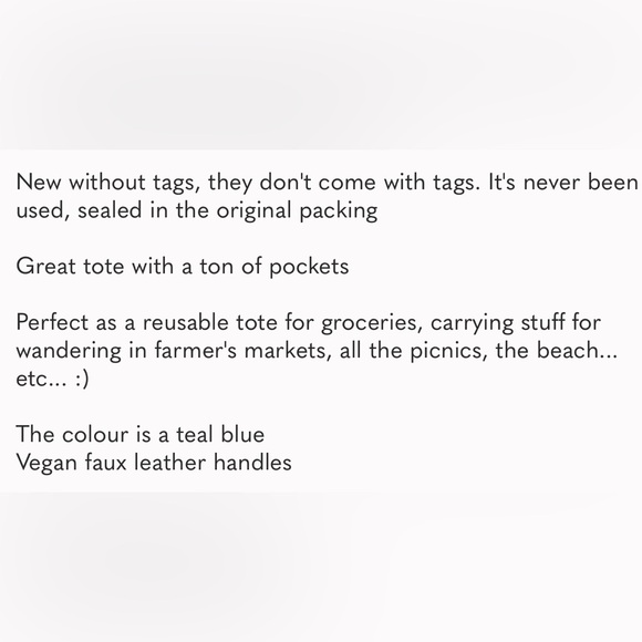 NWOT FEED Project canvas market tote, Sea Blue Color - Picture 5 of 5